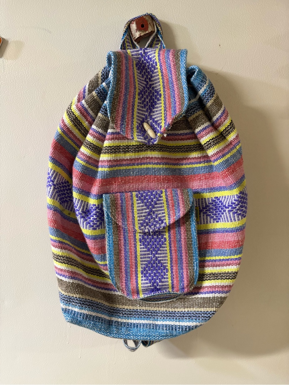 Pinzon Handwoven Multicolor Striped Boho Style Backpack Made in Mexico